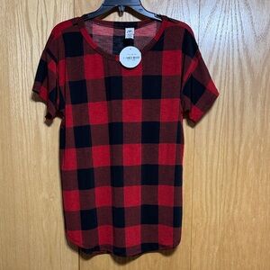 Sew In Love Red and Black Plaid Short Sleeve Tee
